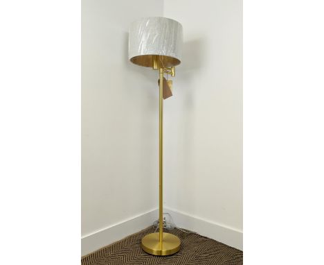 LAUREN RALPH LAUREN HOME FLOOR LAMP, gilt metal, with shade, 143cm H. 