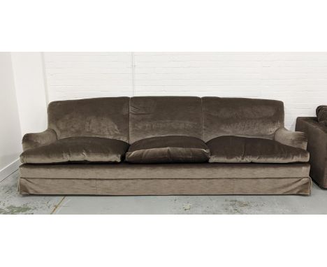 HOWARD STYLE SOFA, dark grey velvet upholstery, 300cm W approx. 
