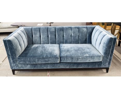 SOFA, in Colefax and Fowler blue 'cosima' velvet, 200cm W x 90cm D x 78cm D. 