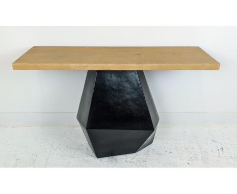JULIAN CHICHESTER 'CUBE' CONSOLE, bleached oak top, 41cm D x 120cm W x 77cm H. 