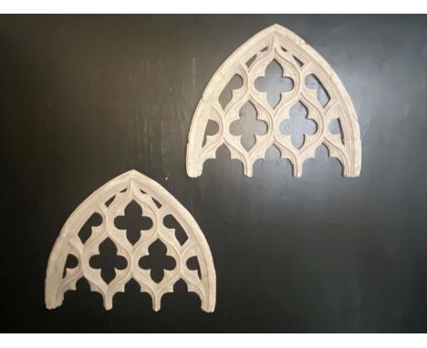 ARCHITECTURAL WALL PANELS, a pair, Gothic style, 80cm H x 68cm x 4cm. (2) 