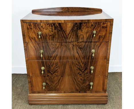 CHEST, Art Deco walnut, of four drawers, 101cm H x 88cm x 50cm. 