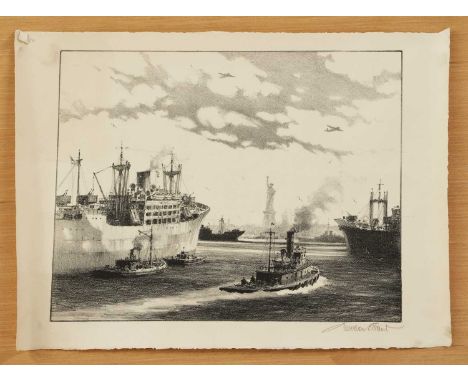 SIGNED LIMITED EDN. LITHOGRAPHS: 1- Gordon Grant (1875 - 1962): The Upper Bay- New York. NY, Associated American artists; 2- 