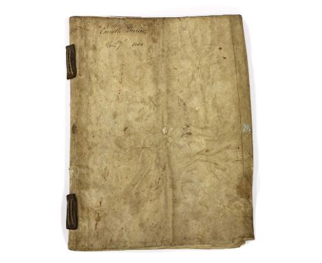 1485 MANUSCRIPT: Emneth Court Terrie? For the year 1485, in the reign of Henry 7th. 32 pages, 4to. Bound in cont. full vellum