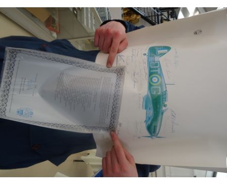 Two multi-signed RAF posters and Battle of Britain Museum appeal copy number 780 of 1000. The print signed by: Wing Commander