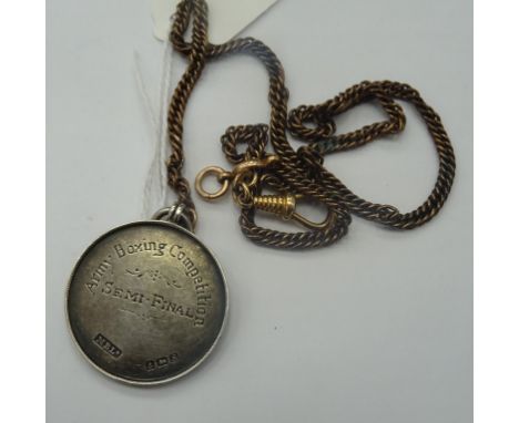 A hallmarked silver boxing medal awarded to Sgt J Collins