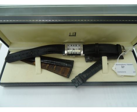 An Alfred Dunhill gentleman's wristwatch with later Dunhill strap; together with an original crocodile strap in original box