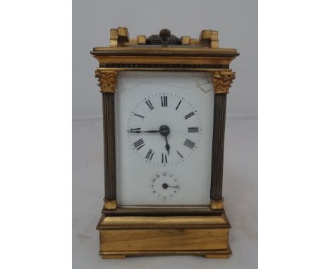 A brass carriage clock