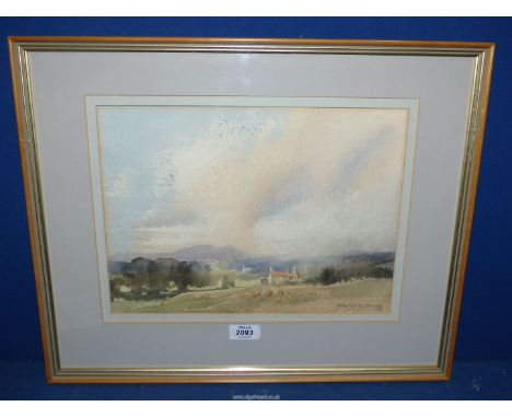 A framed and mounted Watercolour depicting a Herefordshire country landscape, signed lower right Aubrey R. Phillips '93, 21" 