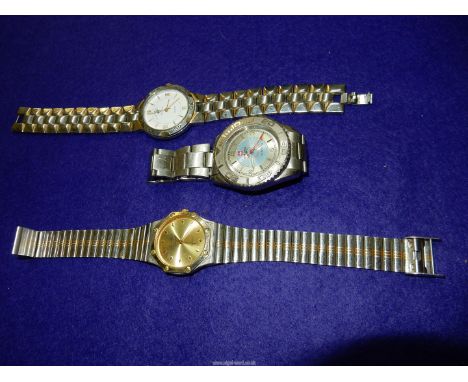 A John Paul Suchel quartz Wristwatch with pale gold coloured face having baton markers and octagonal bezel, fitted with a met