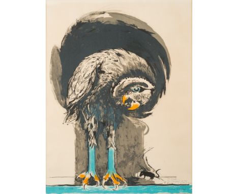 * Graham Sutherland [1903-1980]- Bird and Mouse,:- lithograph in colours signed, inscribed as a gift and dated 8.X.68 along t