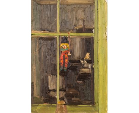 * Christopher Bramham [b.1952]- Fred's Clown, a Christmas card,:- inscribed and dated Dec '99 on the reverse oil on board, 24