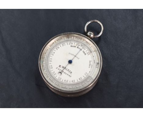 A vintage silver cased Barometer/Altimeter  for a mountaineer or Balloonist signed B Walker Eastbourne to face, the case havi