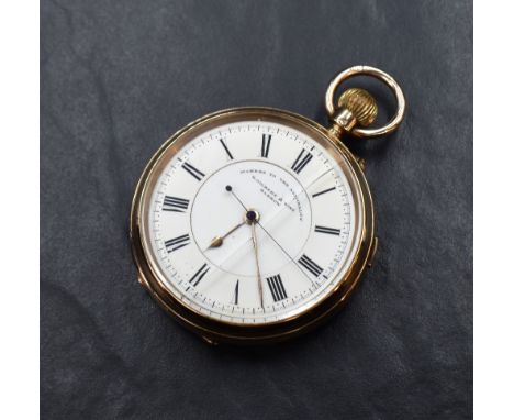 A late Victorian 9ct gold R. Gilbert &amp; Sons top wound open face pocket watch, the white dial with Roman numerals marked '