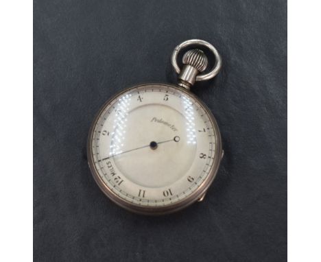 An early 20th Century silver pedometer having a 12 mile dial to silvered face in an engine turned case, London 1901