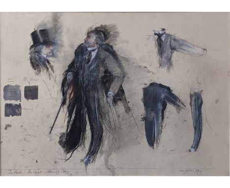 John Macfarlane (British, b. 1948), La Roche, The Count Scene (9 + 10) design, 1987, mixed media on paper, signed and dated t