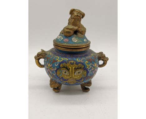 A Chinese cloisonne enamel incense burner, H.12cm
