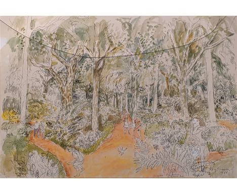 Roy Spencer (British, 1918-2006), Isabella Plantation Richmond Park, watercolour &amp; ink, H.38cm W.50cm Provenance: No. 59 