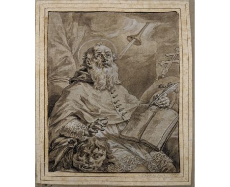 Attributed to Johann Wolfgang Baumgartner (Austro-German, 1712-1761), Saint Jerome, 1760, pen and black ink, brush and grey w