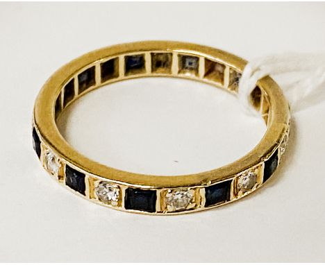 GOLD, DIAMOND &amp; SAPPHIRE ETERNITY RING - SIZE M