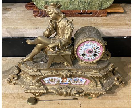 FRENCH GILT MANTLE CLOCK 32CMS (H)