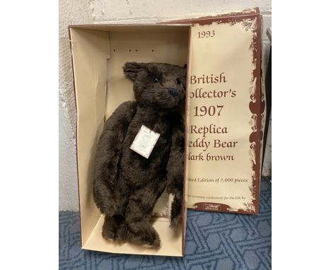 1907 REPLICA STEIFF BEAR - LIMITED EDITION BROWN BEAR 2268 OF 3000 &amp; CERTIFICATE