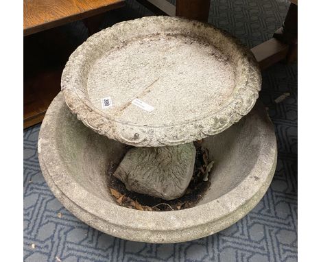 CONCRETE PLANTER &amp; BIRD BATH