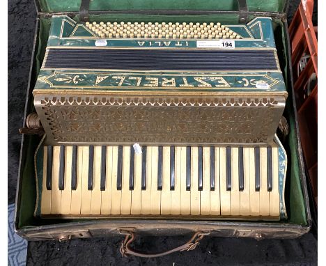 MOTHER OF PEARL ESTRELLA ITALIA ACCORDION IN A CASE