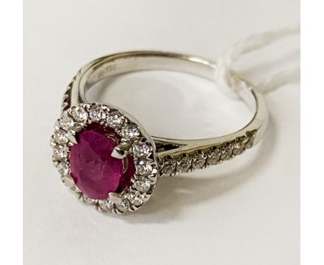 18CT GOLD DIAMOND &amp; RUBY RING SIZE K