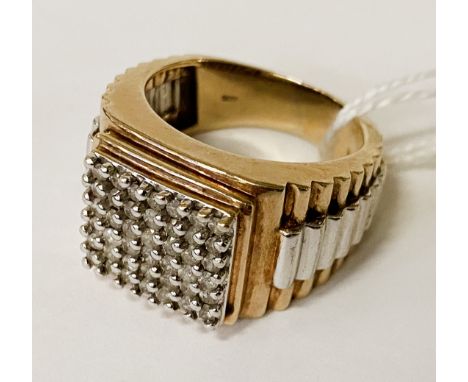 9K GENTS DIAMOND RING  SIZE R