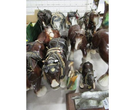 A collection of model horses to include Beswick example and a Hornsea jug&nbsp;