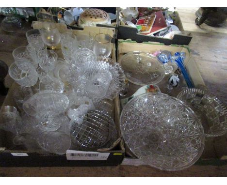 Two boxes of mixed glassware and a mantel clock