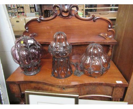 Two hanging glass light fittings&nbsp;