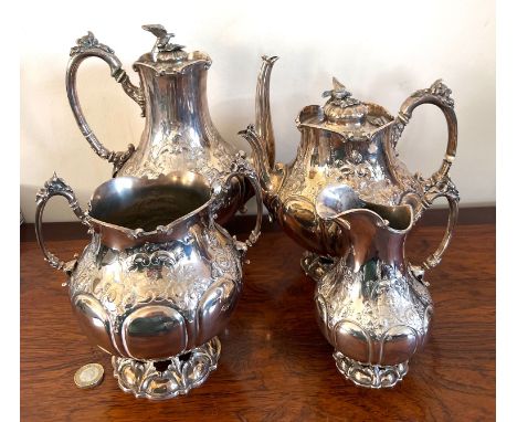 FOUR PIECE SILVER PLATED TEA SET

ONE FINIAL DETACHED 