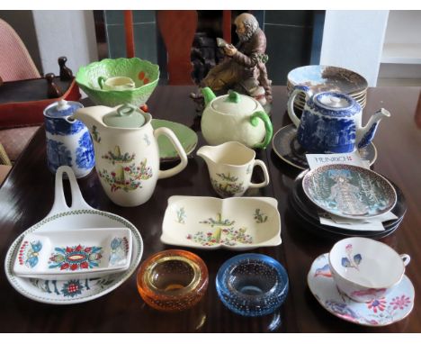 Sundry ceramics and glass including Norwegian and Mexican ceramics, collectors plates, carltonware, capodimonte etc

All in u