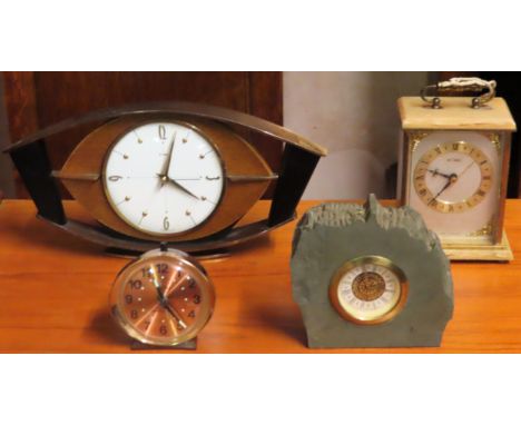 1970's style Metamec mantle clock, plus three other mantle clocks

All in used condition, not tested for working 