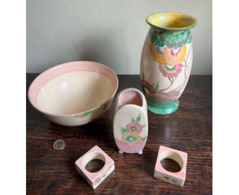 FIVE PIECES OF CLARICE CLIFF NEWPORT POTTERY

 