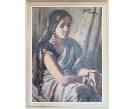 P. Ghatak - Framed oil on board female portrait. Approx. 48 x 35cms

reasonable used condition 