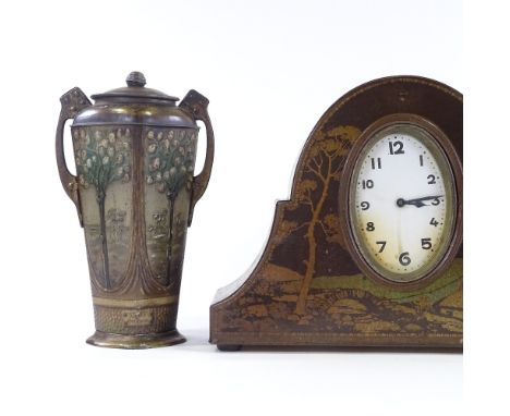 A rare Victory V biscuit tin mantel clock, circa 1900 - 1910, with enamel dial and 8-day movement (not working), case height 