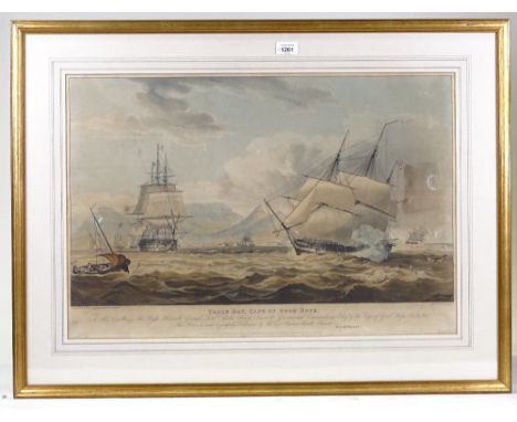 T Sutherland after W Huggins, hand coloured aquatint, Table Bay, Cape of Good Hope, published 1824, image 15" x 26", together