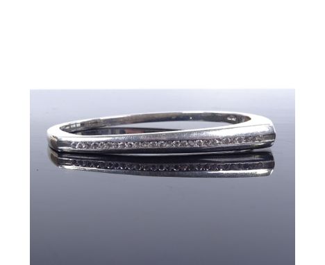 A Danish sterling silver and white stone set hinged bangle, of stylised form, by Jens Aagaard-Svendborg, internal diameter 61