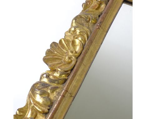 A 19th century Florentine carved acanthus giltwood-framed wall mirror, overall dimensions 98cm x 83cm 
