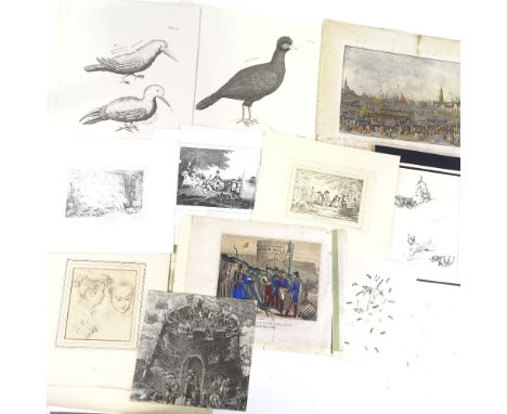 A folder of various prints 