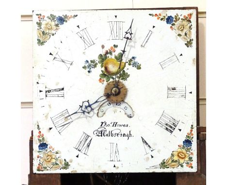 An 18th century 30-hour oak longcase clock, with floral painted dial signed Thomas Howes of Malborough, original brass moveme