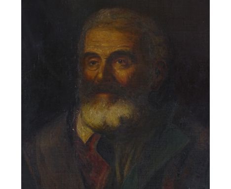 19th century oil on canvas, head and shoulders portrait of a man, unsigned, 24" x 20", framed 