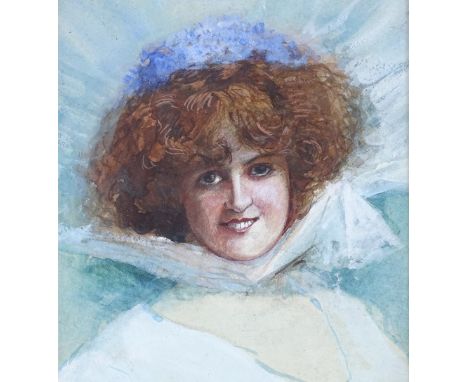 19th/20th century watercolour, portrait of a woman, unsigned, 10" x 6.5", framed 
