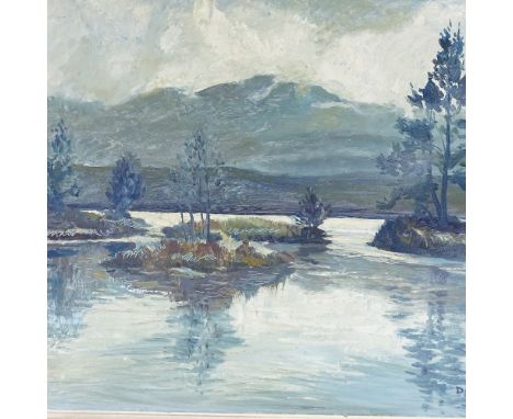 Ronald Ossory Dunlop (1894 - 1973), oil on board, river landscape, signed, 19.5" x 23", framed 