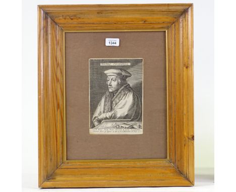 Antique engraving, portrait of Thomas Cromwell, sheet size 8.5" x 6", framed 