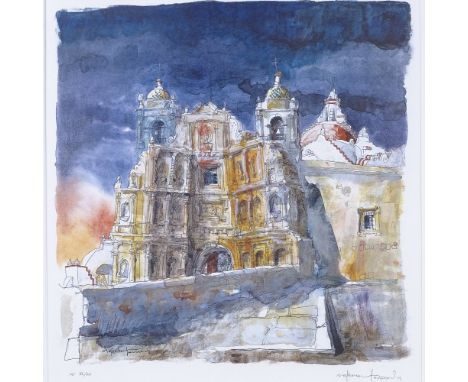 Mat Barber Kennedy, 2 colour prints, Continental buildings, signed in pencil, framed (2) 