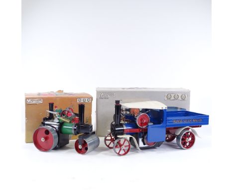 A Mamod live steam powered steam wagon, and steam roller, both boxed (2) 